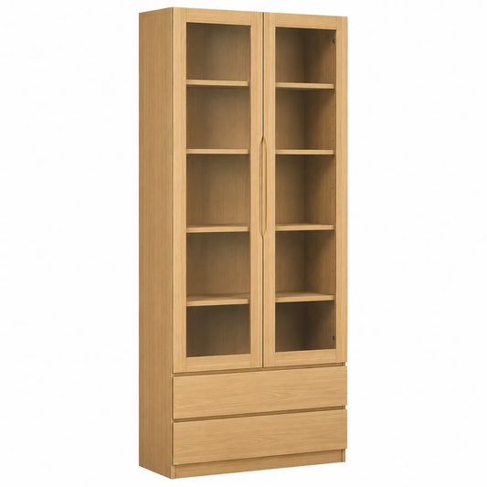 Bücherregal mit Türen aus Eichenholz 180x80x30cm