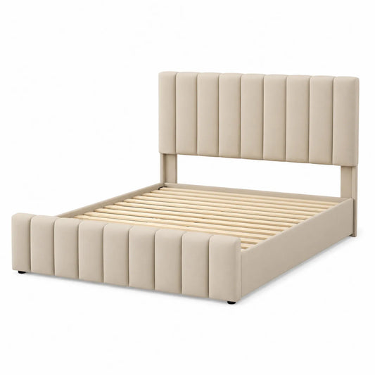 Polsterbett Holzrahmen Beige 200x160 cm