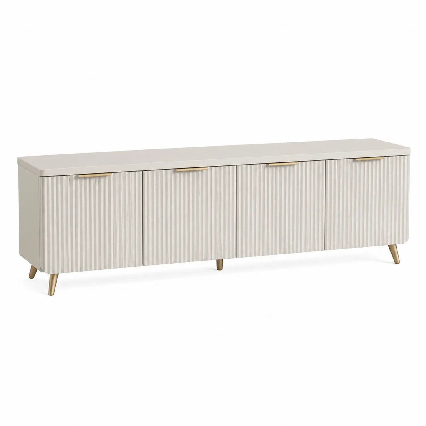 Sideboard mit vier Türen aus Holz und Metall in Creme 180 cm