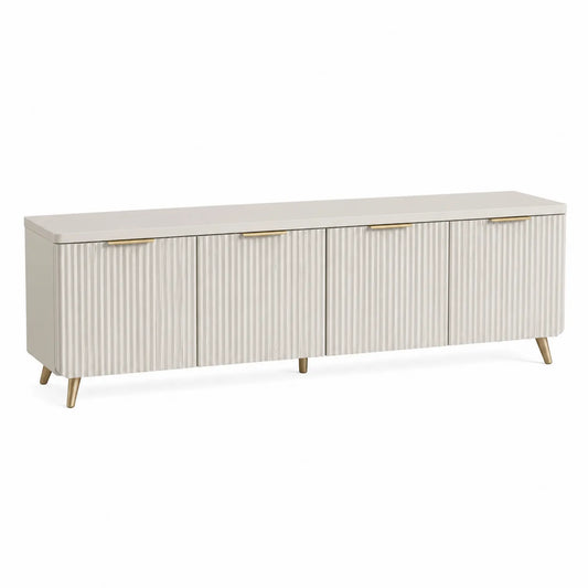 Sideboard mit vier Türen aus Holz und Metall in Creme 180 cm