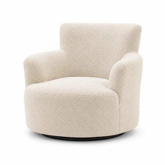 Drehstuhl aus Bouclé Creme
