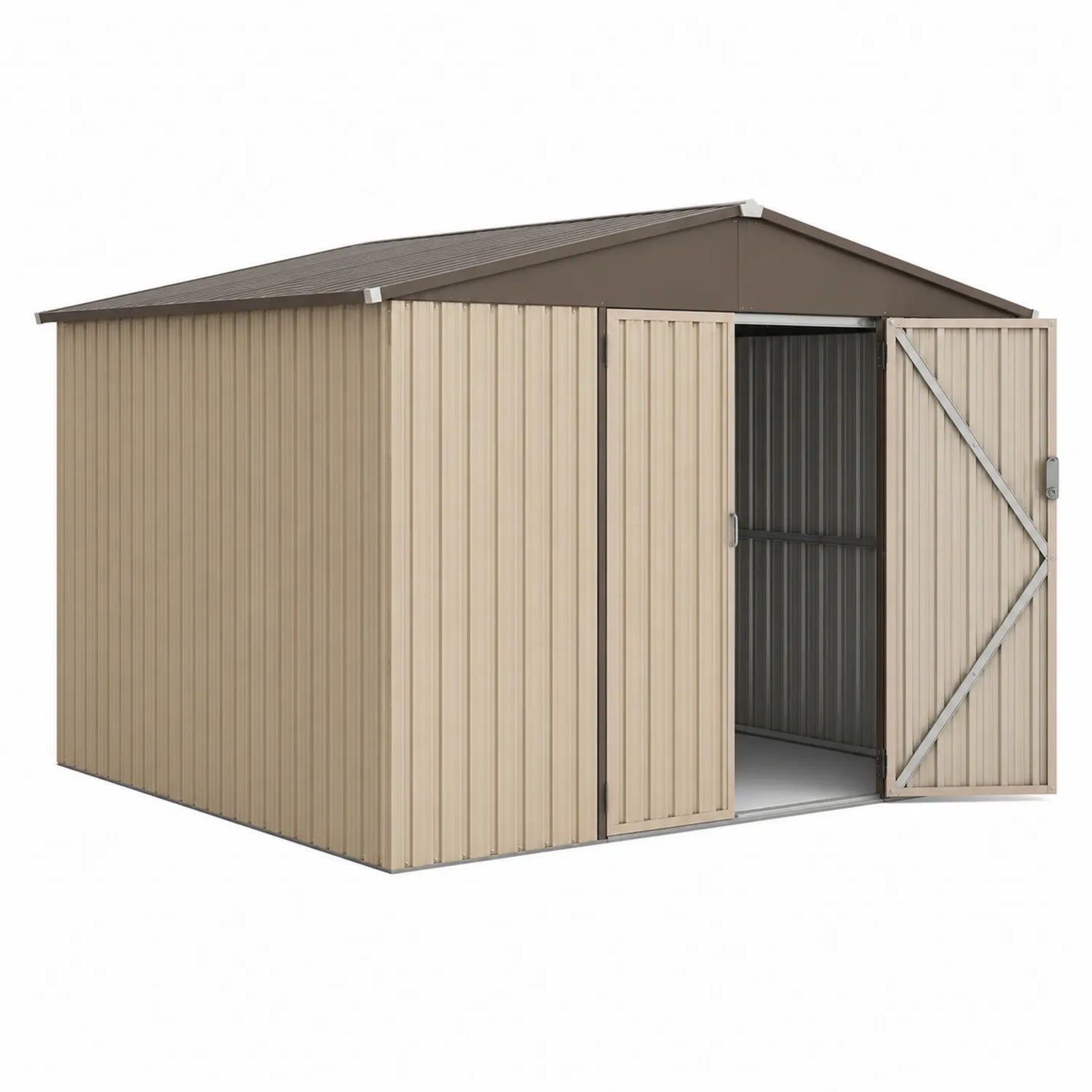 Metallgerätehaus Beige Braun Doppeltür 300x200x210 cm