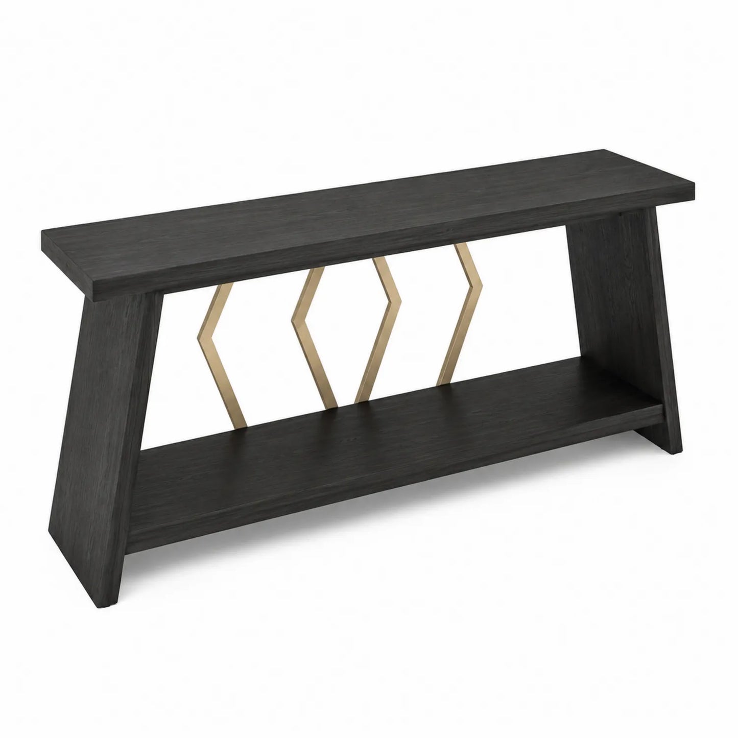 Konsolentisch Dunkelgrau Rechteckig Holz Metall mit Gold-Akzenten 120x30x76 cm